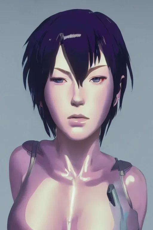 Image similar to a film still portrait of a motoko kusanagi ghost in the shell, finely detailed features : : gits sac 2 0 4 5 by pixar : : by ilya kuvshinov, rossdraws, artgerm, sola digital arts, octane render, production i. g, volumetric lighting, anti aliasing, raytracing : :