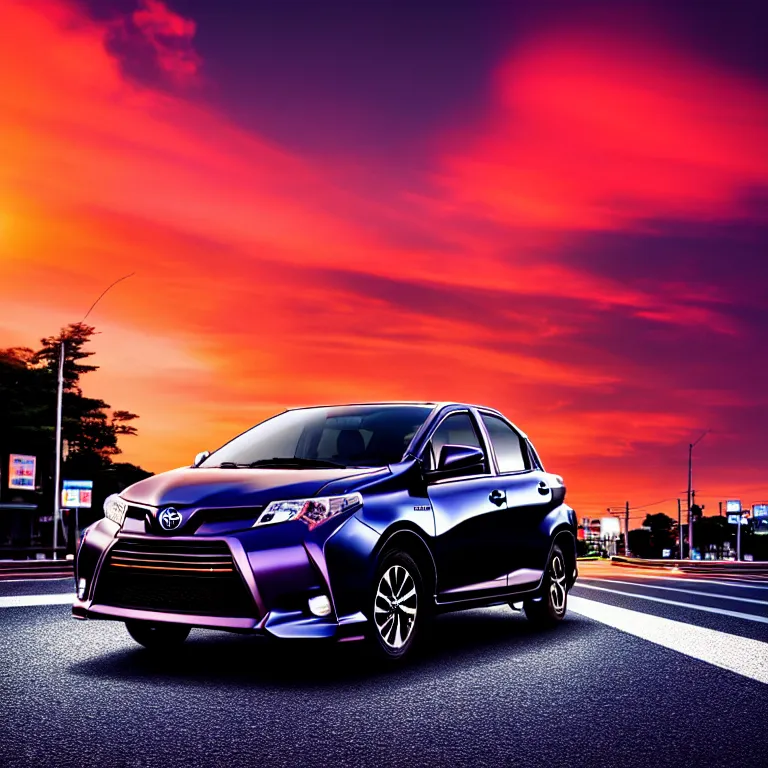 Image similar to close-up-photo TOYOTA XV20 middle of street, sunset kanagawa prefecture, night, cinematic color, photorealistic, highly detailed,