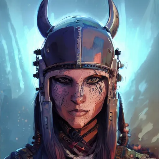 Image similar to cyberpunk viking helmet mask warrior goddess robot ninja fantasy, art gta 5 cover, official fanart behance hd artstation by jesper ejsing, by rhads, makoto shinkai and lois van baarle, ilya kuvshinov, ossdraws