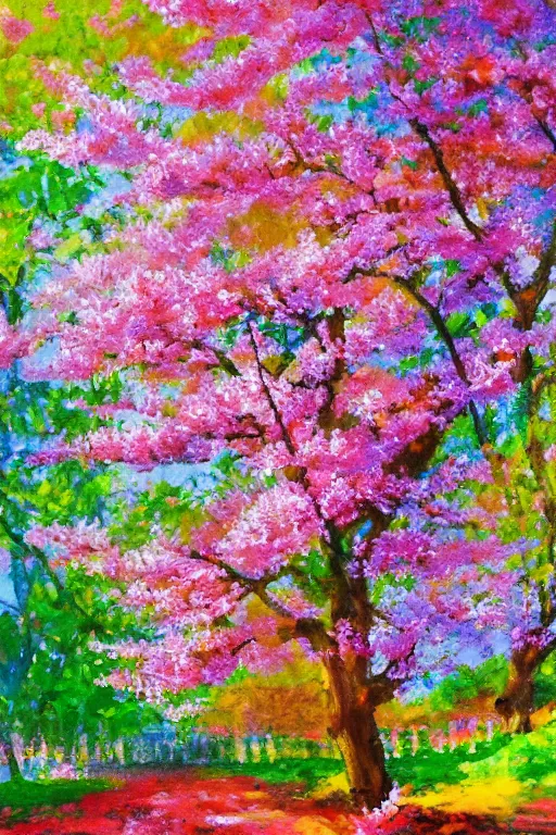 Image similar to Hanami flowers in impressionism style