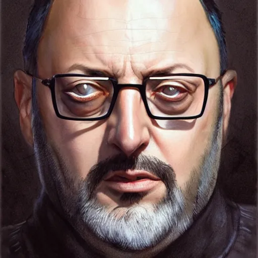 Prompt: Jean Reno, portrait, headshot, D&D, fantasy, highly detailed, digital painting, artstation, concept art, sharp focus, illustration, art by artgerm and greg rutkowski and alphonse mucha