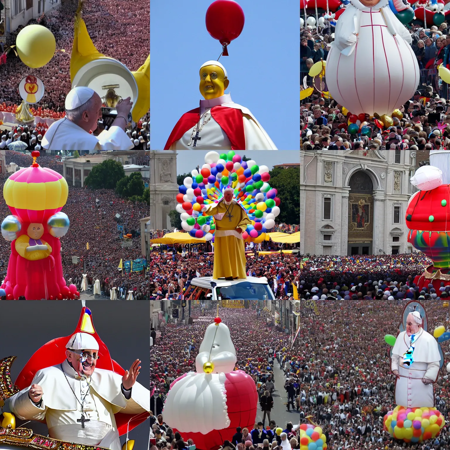 Prompt: the pope as a balloon in the carnival parade,