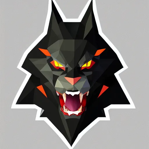 Image similar to a vector logo of rengar from league of legends, low poly,