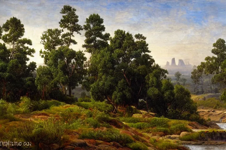 Prompt: Landscape of San Diego in the style of Ivan Shishkin