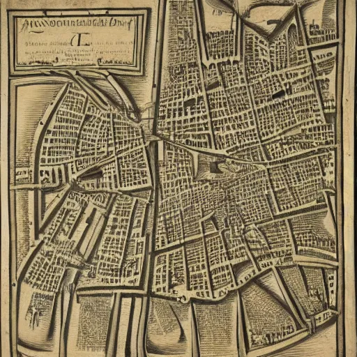 Prompt: detailed map of a city in the shape of a guitar, italy 1 6 5 7