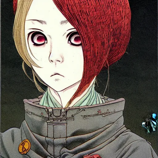 Image similar to prompt : portrait alchemist painted in miyazaki color style drawn by katsuhiro otomo and takato yamamoto, inspired by fables, china doll face, smooth face feature, intricate oil painting, high detail, sharp high detail, manga and anime 2 0 0 0