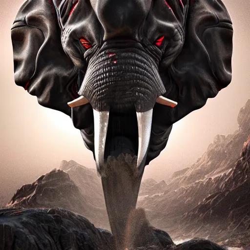 Image similar to evil diamond screaming elephant kaiju, cinematic, epic scale, hyper detailed, photorealistic, rule of thirds, 8 k.