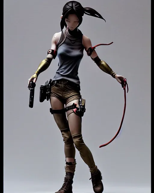 Prompt: james jean isolated vinyl figure pretty lara croft character design, figure photography, dynamic pose, holographic undertones, glitter accents on figure, anime stylized, sharp focus, accurate fictional proportions, high delicate defined details, ethereal lighting