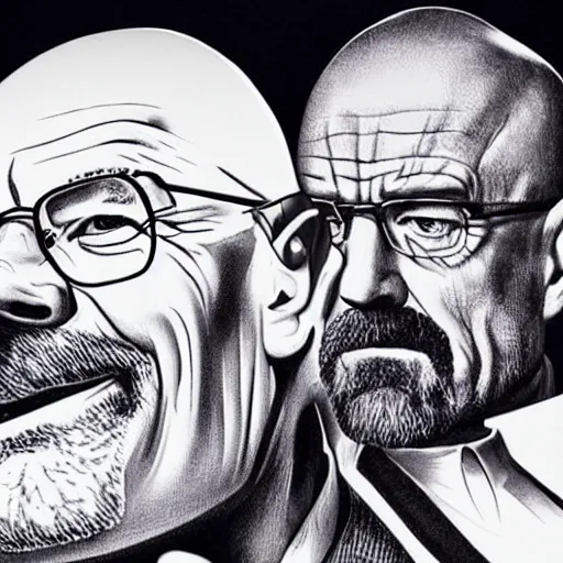 Image similar to Walter White pointing a gun at right side, accurate anatomy, highly detailed