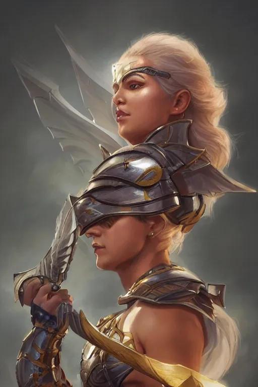 Image similar to amazon valkyrie athena, d & d, fantasy, portrait, highly detailed, headshot, digital painting, trending on artstation, concept art, sharp focus, illustration, art by artgerm and greg rutkowski and magali villeneuve