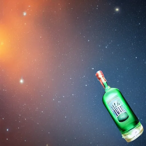 Prompt: A Vodka Bottle flying on the universe, 8K, Ultra Detailed, Very Impressive, smooth and sharp focus