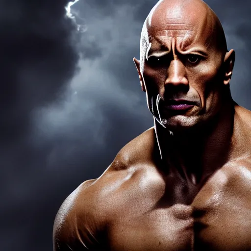 Image similar to a film still of dwayne johnson as voldemort, studio photography, high detail, ultra high detail, 4 k, hdr, 8 k