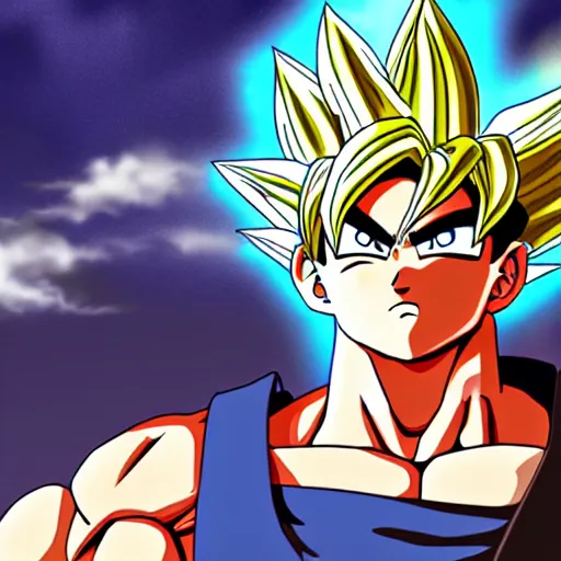 Prompt: Son Goku digital art in the anime art style of ufotable