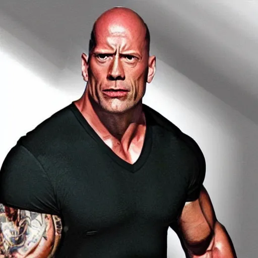 Image similar to an fusion of dwayne johnson and bruce willis face