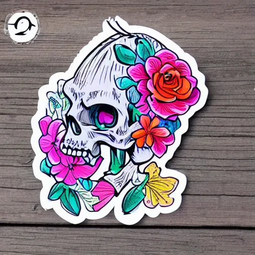 Image similar to cute flowers skull sticker