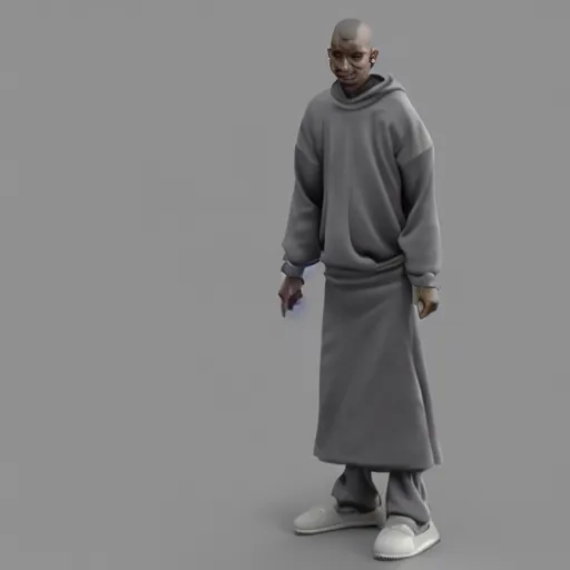 Image similar to franciscan monk wearing yeezys by Range Murata, Katsuhiro Otomo, Yoshitaka Amano, and Artgerm. 3D shadowing effect, 8K resolution