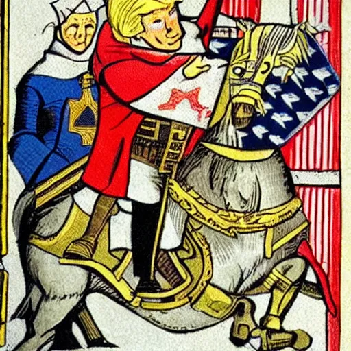 Image similar to Donald Trump in a medieval battle