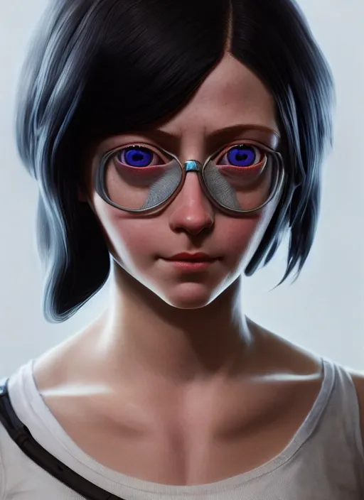 Prompt: emily willis as alita, naturel, hyper detailed, digital art, trending in artstation, cinematic lighting, studio quality, smooth render, unreal engine 5 rendered, octane rendered, art style by klimt and nixeu and ian sprigger and wlop and krenz cushart