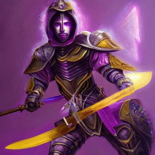 Image similar to reaching for a purple crystal, armored mouse sword warrior, trending on Artstation, award winning, Oil Painting, 8k scan