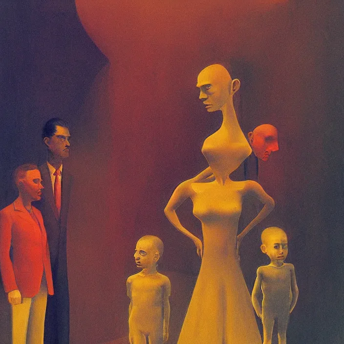 Image similar to family portrait, science fiction, Edward Hopper and James Gilleard, Zdzislaw Beksinski, highly detailed