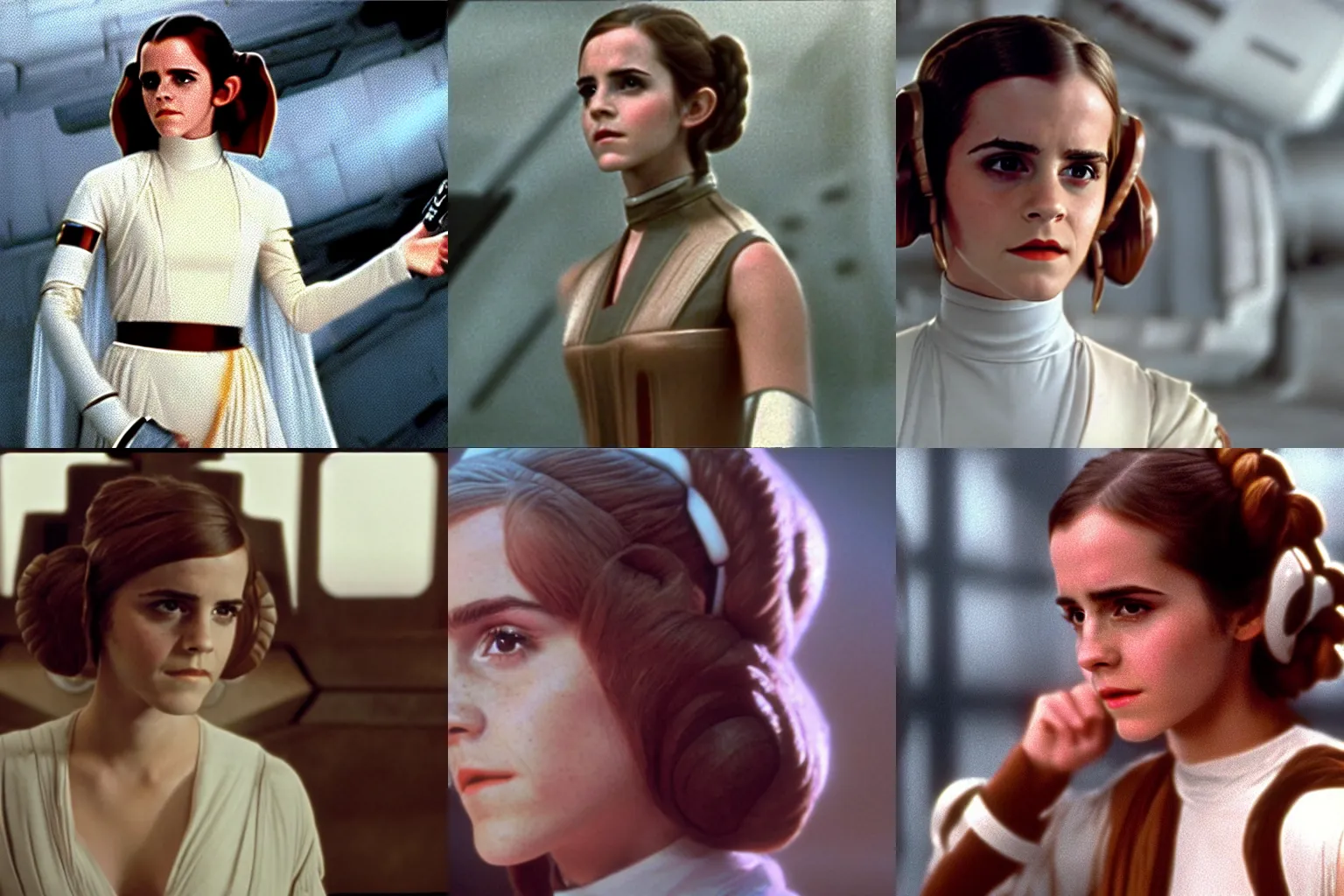 Prompt: Film still of Emma Watson as Princess Leia in Star Wars (1977)