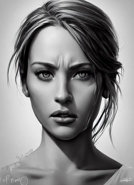 Image similar to up close portrait of a beautiful woman in black and white, art by diego fazio and diegoKoi and oscar Ukono, concept art, sharp focus, artgerm, 8k highly detailed