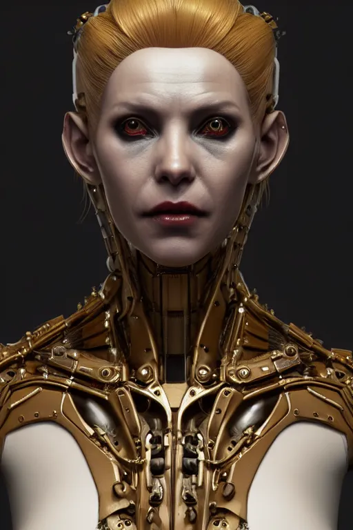 Image similar to portrait of a vampire female robot, intricate, dystopian toy, sci - fi, extremely detailed, biopunk suit, digital painting, sculpted in zbrush, artstation, concept art, smooth, sharp focus, illustration, chiaroscuro lighting, golden ratio, incredible art by stanley artgerm lau and greg rutkowski and alphonse mucha and simon stalenhag