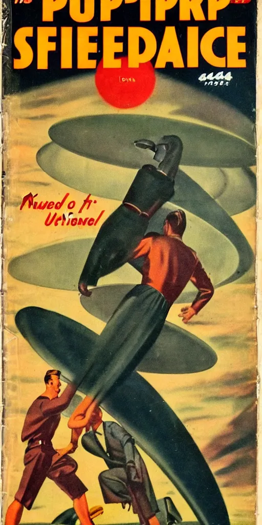Prompt: 1 9 4 0 s pulp science fiction magazine cover art without text, no text, no fonts, ufo abduction