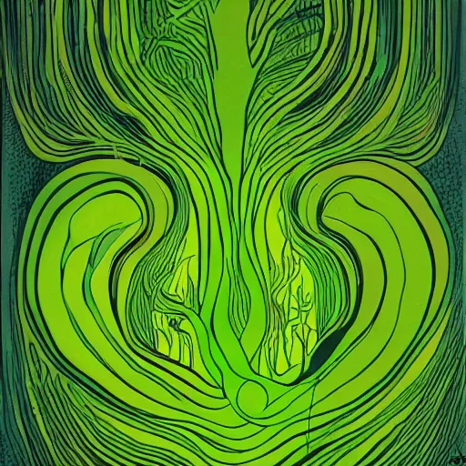 Prompt: nervous system immersed in green liquid, animated film, stylised, illustration, by eyvind earle, scott wills, genndy tartakovski