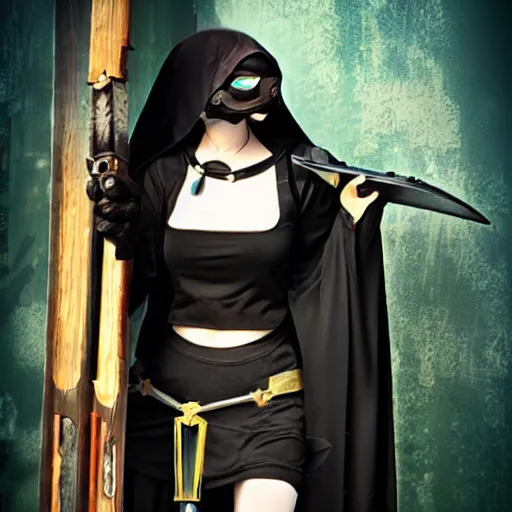 Image similar to photo of a fantasy cyberpunk nun warrior