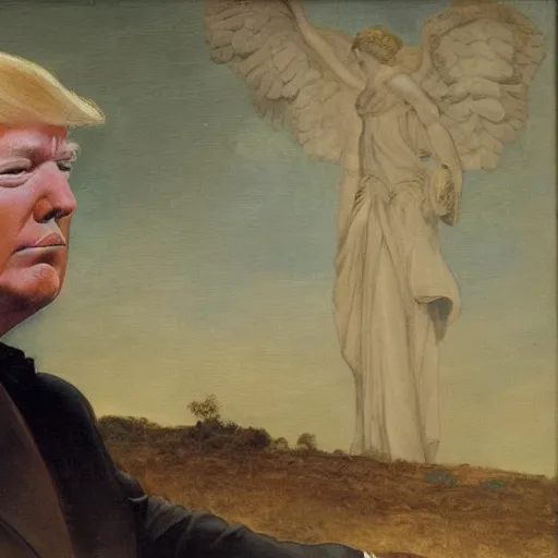 Prompt: a portrait of donald trump in the style of The Fallen Angel (1847) painting by Alexandre Cabanel