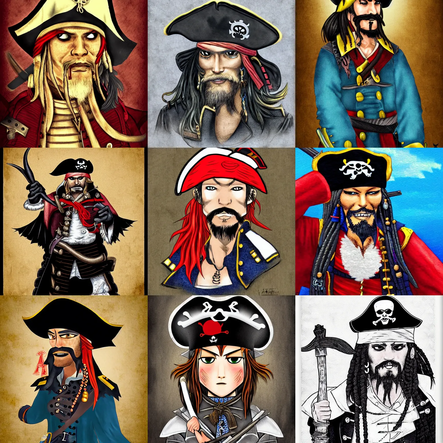 Prompt: pirate captain by akemi takada