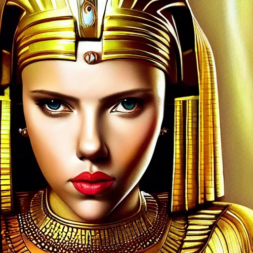Prompt: Scarlett Johansson as Egyptian goddess art drawn in art style of WLOP full HD 4K highest quality realistic beautiful gorgeous natural WLOP artist painting