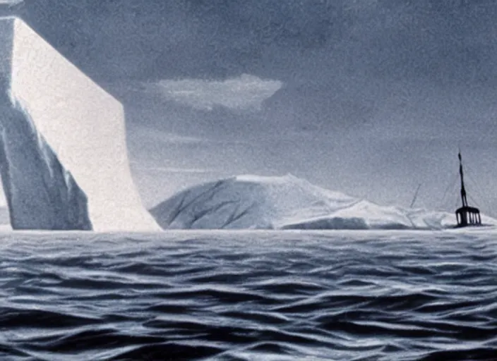 Prompt: titanic sailing towards an ice berg, ray tracing