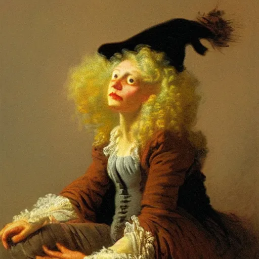 Prompt: a realistic witch portrait, by jean honore fragonard,