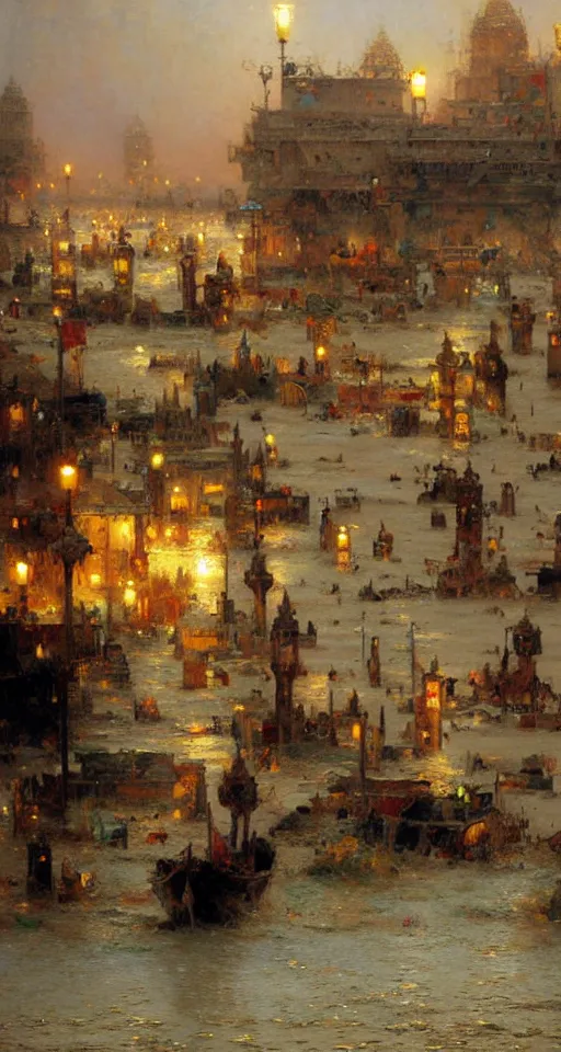 Image similar to the sea flooding the entire city of modern ahwaz. you can see the water entering buildings highly detailed painting by gaston bussiere, craig mullins, j. c. leyendecker