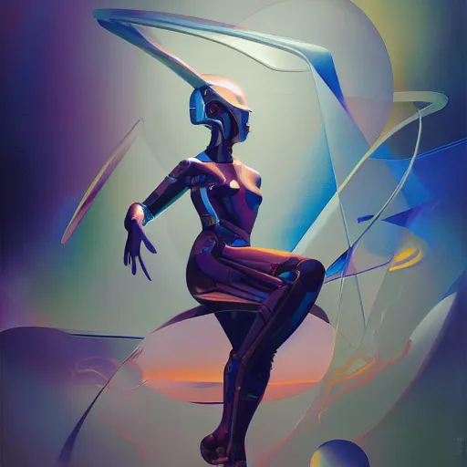 Image similar to scifi futurism automaton minimalism chrome by peter mohrbacher art Hajime Sorayama airbrush hyperrealism model abstract shatter fragments cubism futurism pastel blue soft flat minimal minimalism portrait face jackson pollock ukiyo-e lithograph mark ruthko swirl escape noise shimmer glow paint