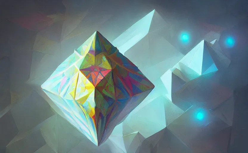Prompt: a painting of a sierpinski icosahedron trending on artstation in the style of greg rutkowski, 3 d, fractal, 4 d, endless, rainbow, geometric tesseract, symmetry, wallpaper, sacred