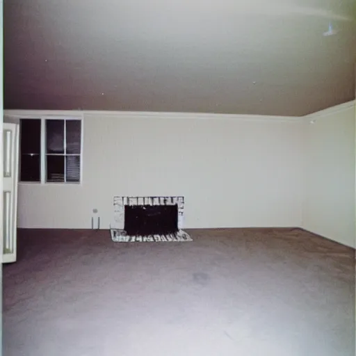 Image similar to a high flash photo of an empty suburban home, 2 0 0 6, taken with a disposable camera