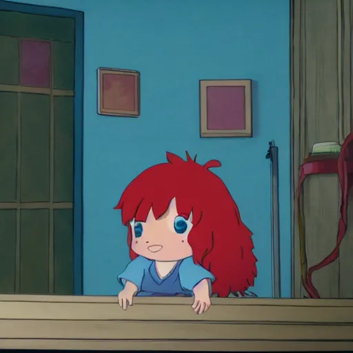 Image similar to ponyo in the backrooms