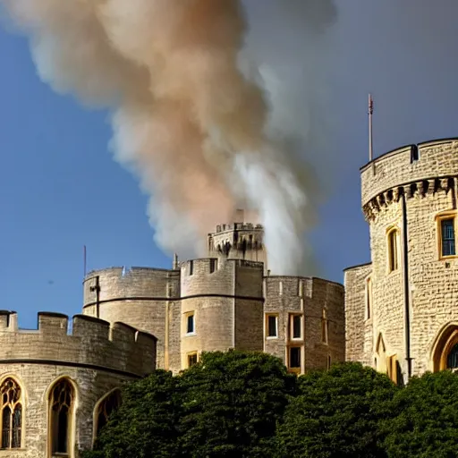 Prompt: windsor castle on fire