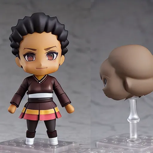 Image similar to cutest cute nendoroid afrosamurai. chibi anime nendoroid. cute. yasuke. brown skinned.