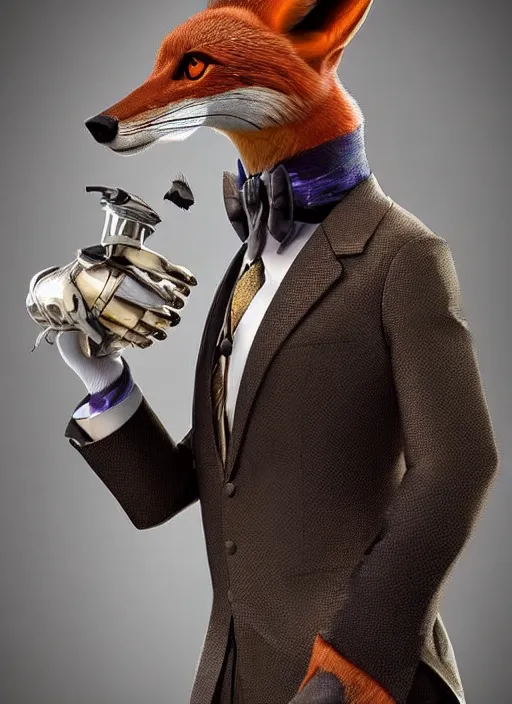 Image similar to polished ornate anthropomorphic vulpes vulpes fulva teacher wearing suit : : weta disney pixar movie still photo : : hi - fructose, sci fi, fantasy, decadent highly - detailed digital painting, golden ratio, octane render, artstation, smooth, sharp focus, artgerm, mucha, loish, wlop : :