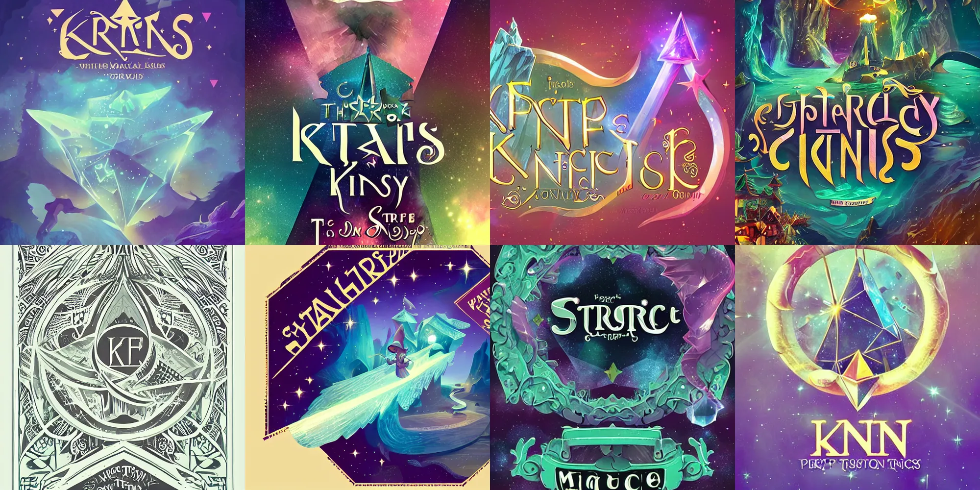 Prompt: typography, perfect kerning, fantasy illustration of a magical crystal, The Star Touched Kingdoms