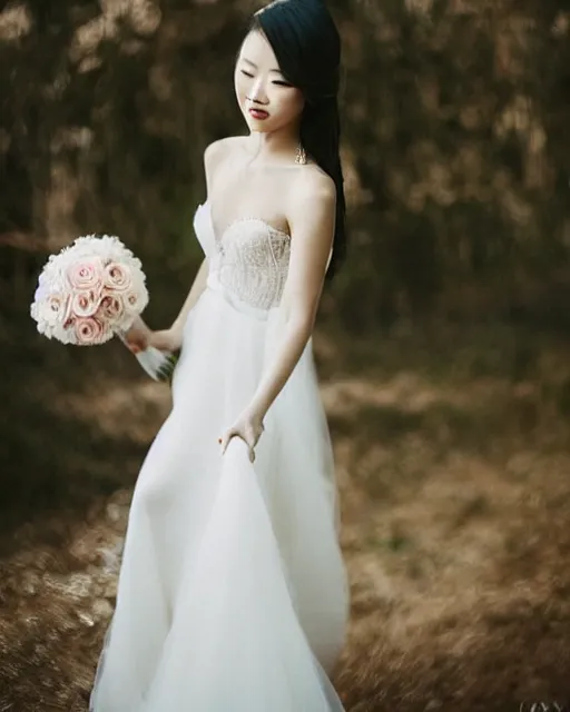 Image similar to justin sun wearing beautiful wedding dress, kawaii, professional wedding photography