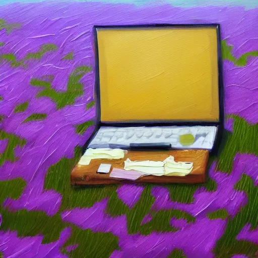 Image similar to realistic painting of a desk on a purple field