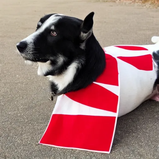 Prompt: welsh flag but with dog instead of dragon