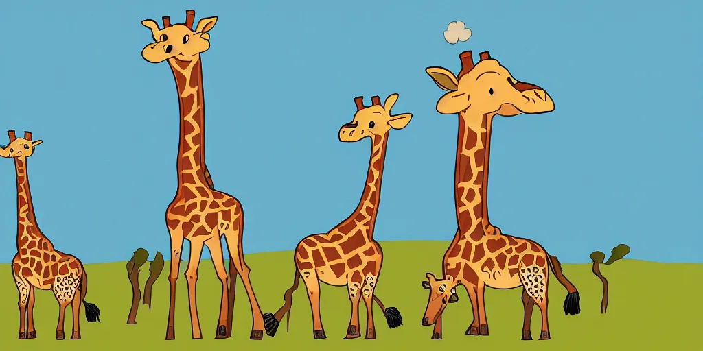 Prompt: giraffe army, illustration, cartoon