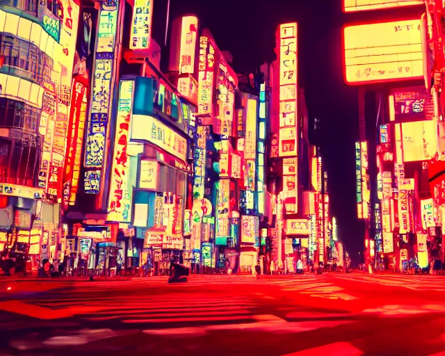 Image similar to futuristic tokyo crowded night street with neon signs by pixar, the animatrix, atmospheric, cinematic composition, 8 k, cinematic lighting, blade runner