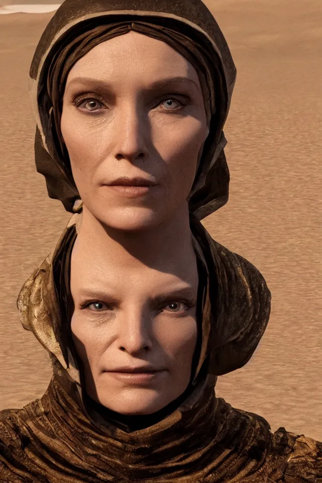 Image similar to a portrait addison rae as a bene gesserit of dune, highly detailed, hyperrealistic, 8 k, unreal engine